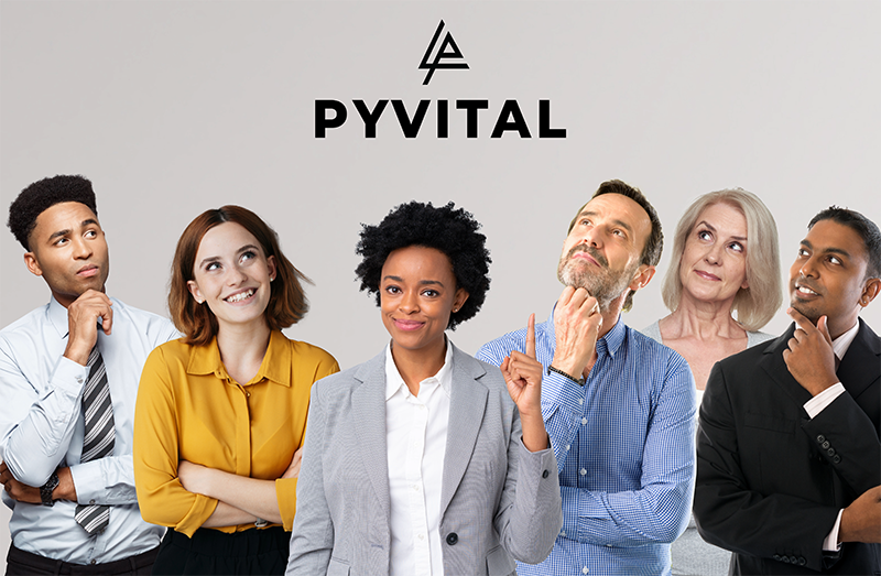 Candidates looking up at PYVITAL logo